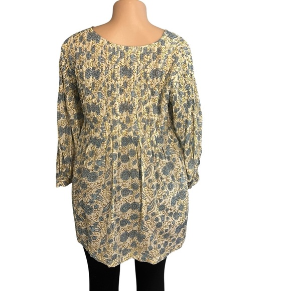 3/$30 🍂 Dolma Alya Floral Top Tunic Cotton Blue & Cream - Picture 5 of 10